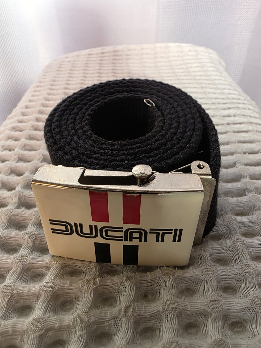 Ducati Black Canvas Belt with Branded Buckle
